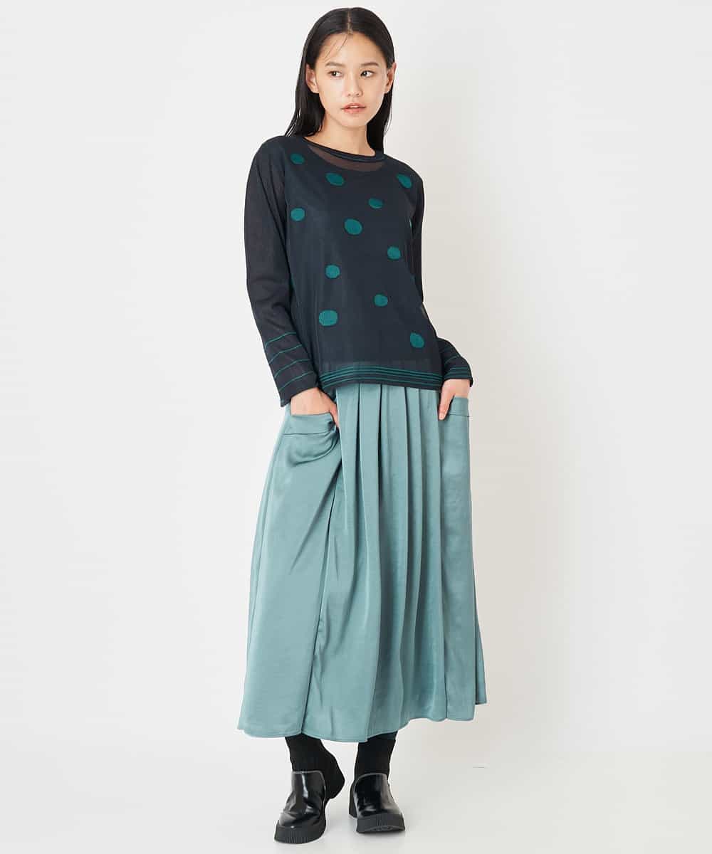 RBFJS02330 HIROKO BIS(ヒロコ ビス) 【洗える】ドット柄シアーニットプルオーバー レッド