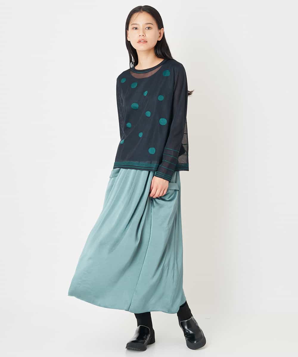 RBFJS02330 HIROKO BIS(ヒロコ ビス) 【洗える】ドット柄シアーニットプルオーバー レッド