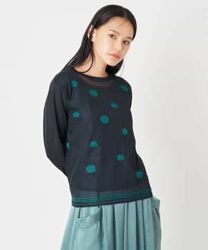 RBFJS02330 HIROKO BIS 【洗える】ドット柄シアーニットプルオーバー