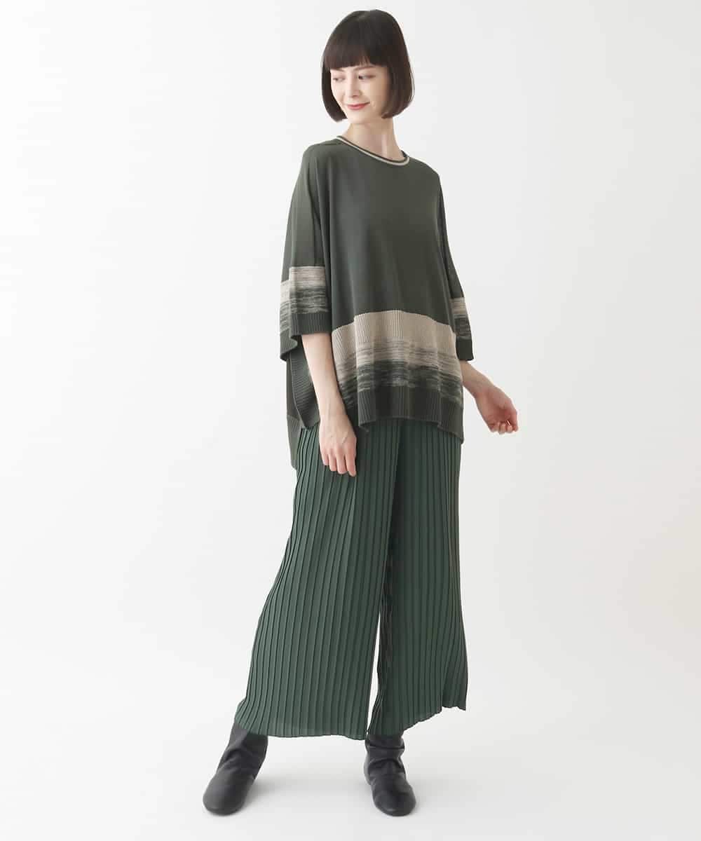 RBFJW02360 HIROKO BIS(ヒロコ ビス) グラデーションポンチョニットプルオーバー グリーン