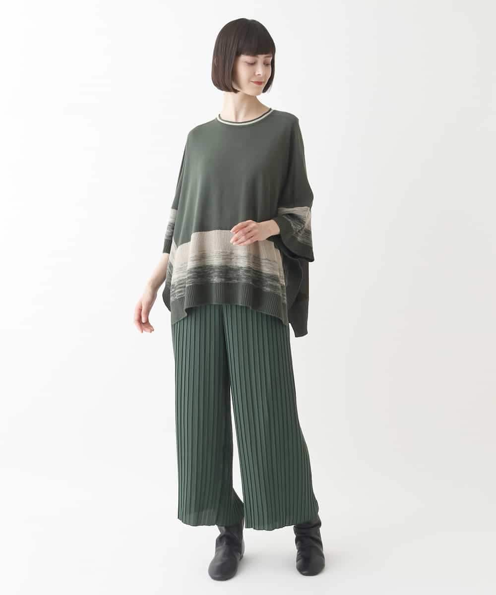 RBFJW02360 HIROKO BIS(ヒロコ ビス) グラデーションポンチョニットプルオーバー グリーン