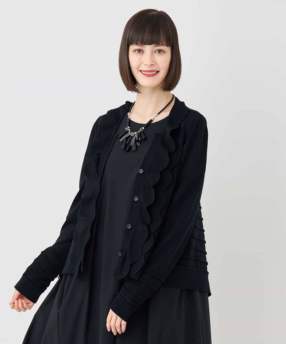 RBFLB25390 HIROKO BIS(ヒロコ ビス) スカラップニットカーディガン ブラック