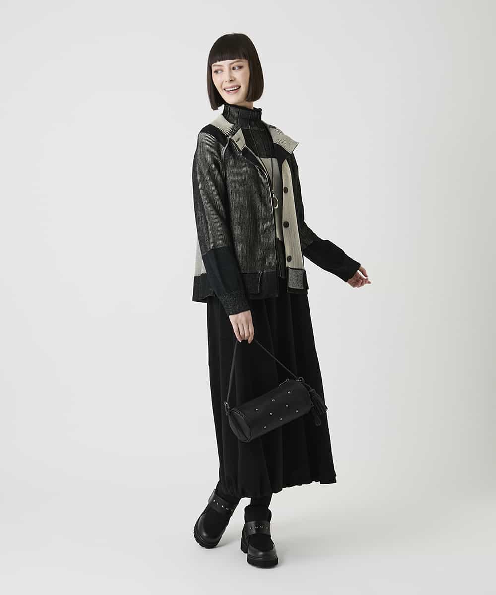 RBFLE20390 HIROKO BIS(ヒロコ ビス) 切り替え配色ニットカーディガン グリーン