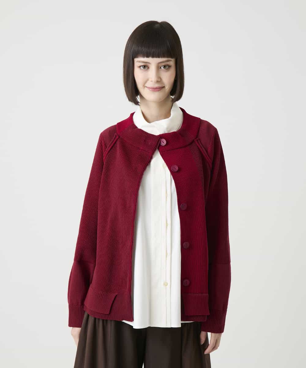RBFLE20390 HIROKO BIS(ヒロコ ビス) 切り替え配色ニットカーディガン パープル