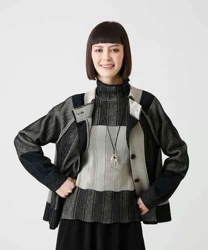 RBFLE20390 HIROKO BIS 切り替え配色ニットカーディガン
