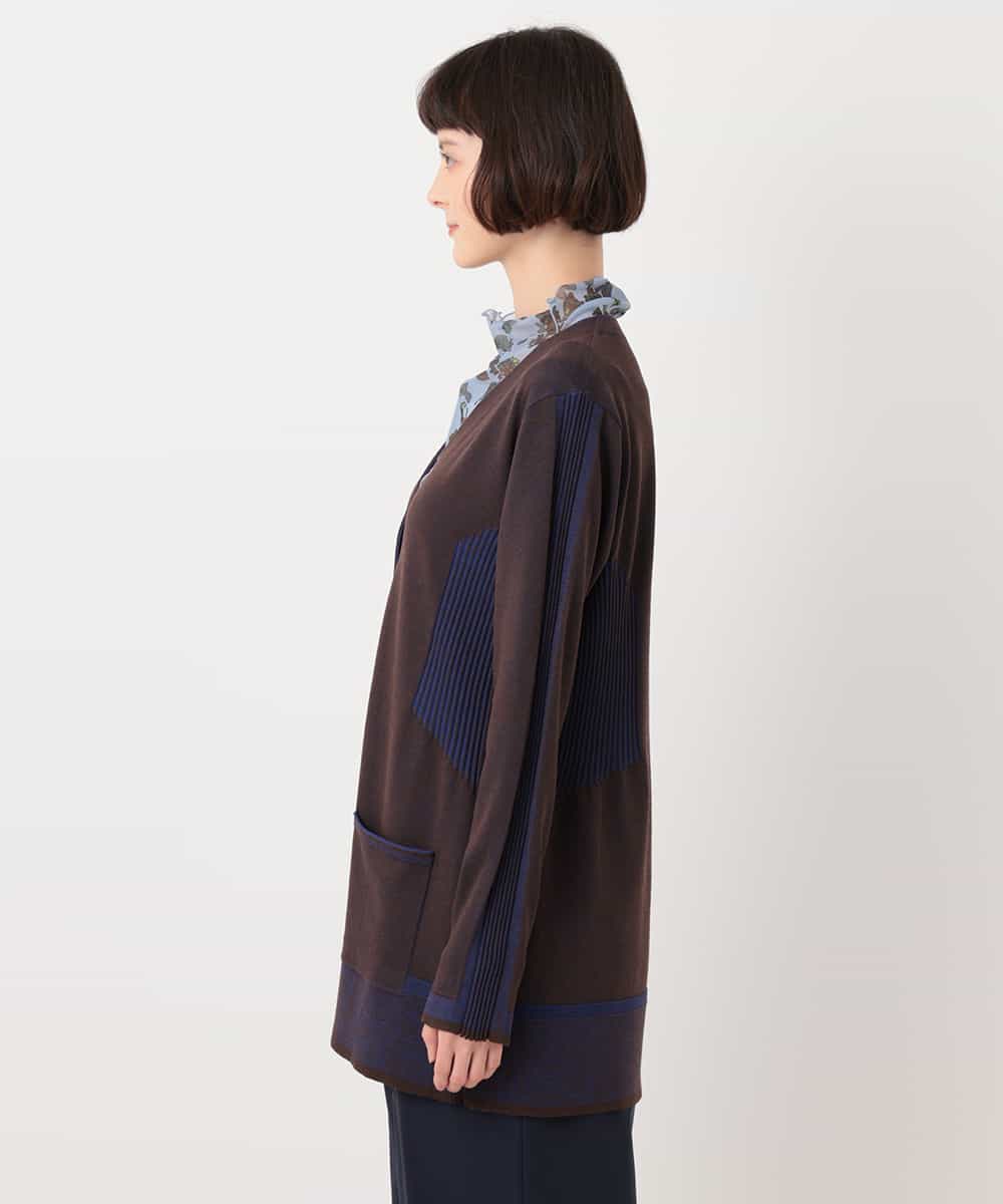 RBFLT20300 HIROKO BIS(ヒロコ ビス) Vネックジャカードニットカーディガン ブラウン