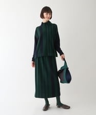 RBGAV01390 HIROKO BIS(ヒロコ ビス) アシンメトリーストライプタイトスカート グリーン
