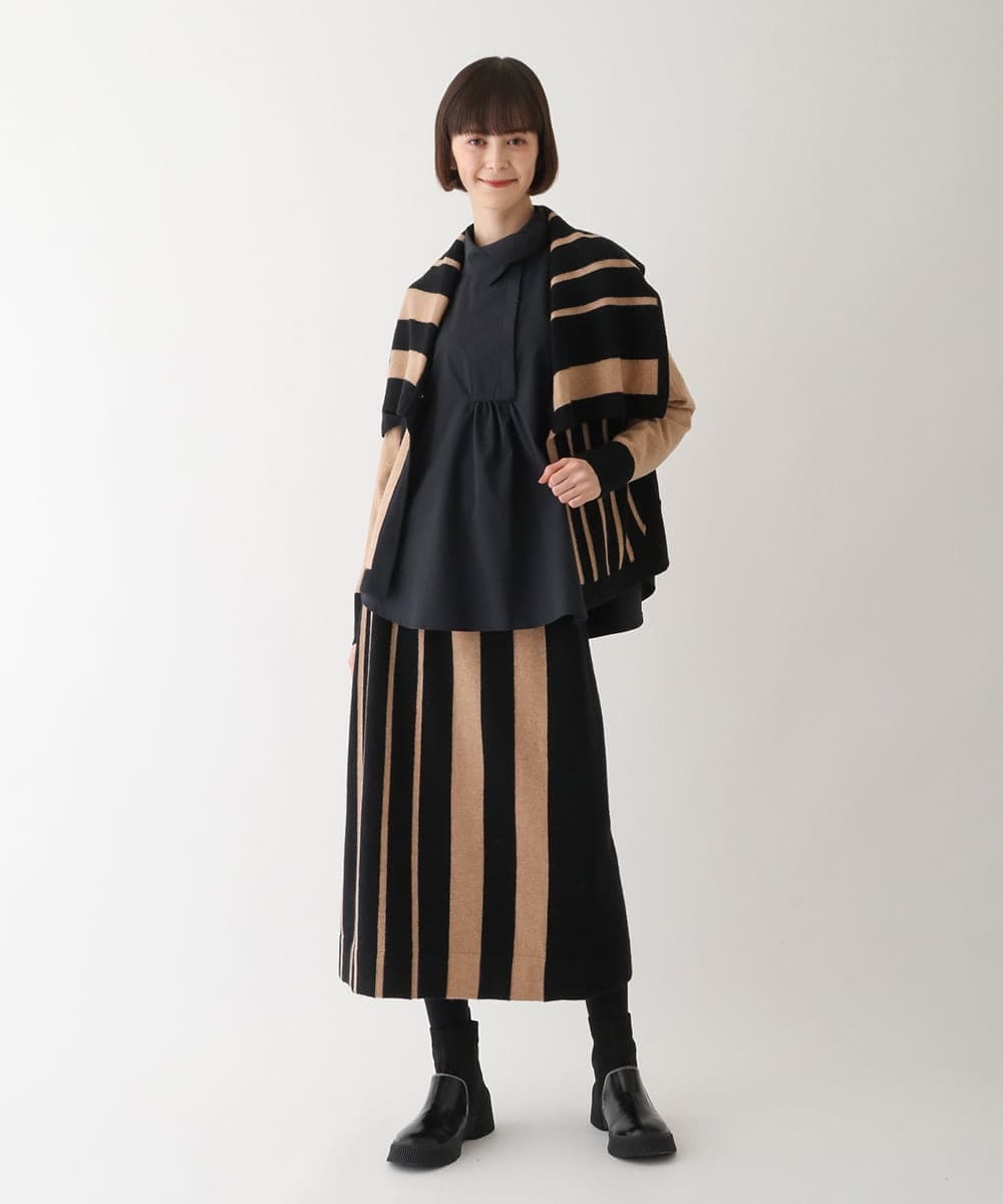 RBGAV01390 HIROKO BIS(ヒロコ ビス) アシンメトリーストライプタイトスカート グリーン
