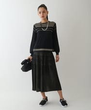 RBGDA02270 HIROKO BIS(ヒロコ ビス) ガーター編みボーダーデザインスカート ブルー