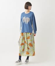 RBHAC11290 HIROKO BIS(ヒロコ ビス) フラワープリントギャザーフレアスカート /洗濯機で洗える グリーン