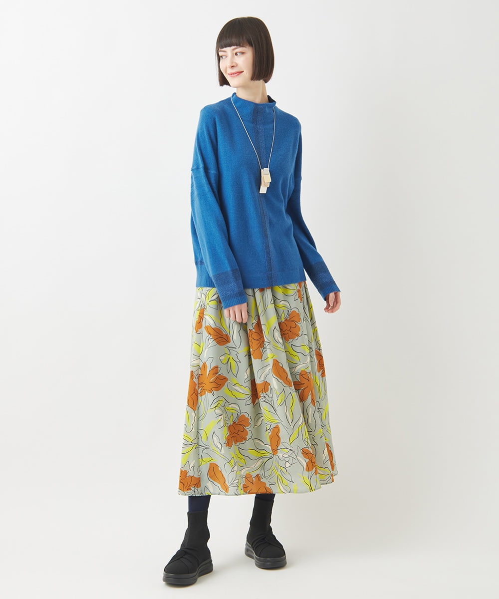 RBHAC11290 HIROKO BIS(ヒロコ ビス) フラワープリントギャザーフレアスカート /洗濯機で洗える グリーン