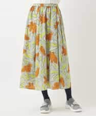 RBHAC11290 HIROKO BIS(ヒロコ ビス) フラワープリントギャザーフレアスカート /洗濯機で洗える グリーン