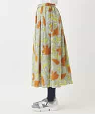 RBHAC11290 HIROKO BIS(ヒロコ ビス) フラワープリントギャザーフレアスカート /洗濯機で洗える グリーン