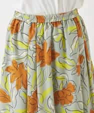 RBHAC11290 HIROKO BIS(ヒロコ ビス) フラワープリントギャザーフレアスカート /洗濯機で洗える グリーン