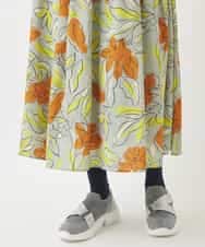 RBHAC11290 HIROKO BIS(ヒロコ ビス) フラワープリントギャザーフレアスカート /洗濯機で洗える グリーン