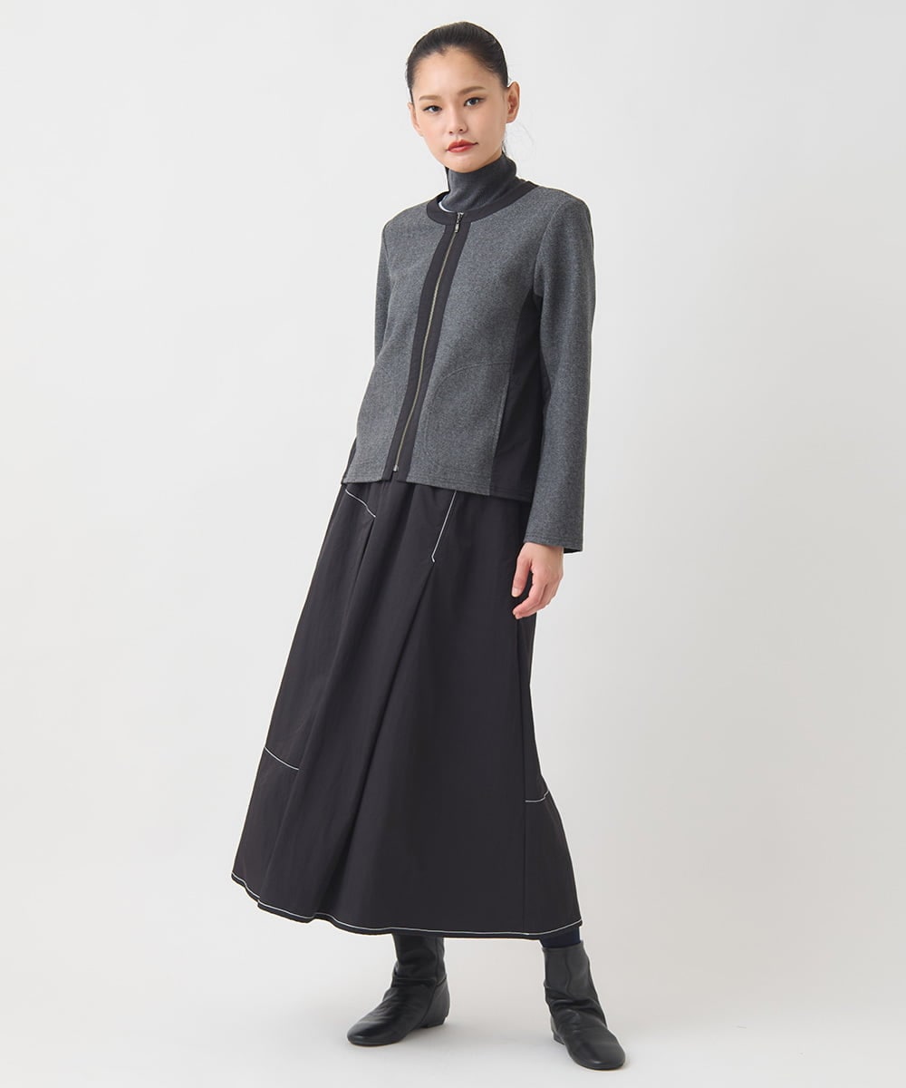 RBHAD28260 HIROKO BIS(ヒロコ ビス) ステッチデザインフレアスカート /洗える ブラック