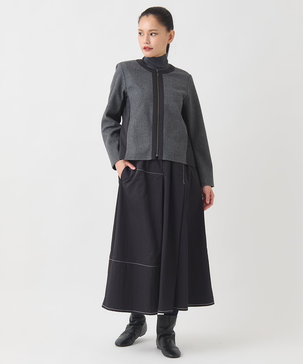 RBHAD28260 HIROKO BIS(ヒロコ ビス) ステッチデザインフレアスカート /洗える ブラック