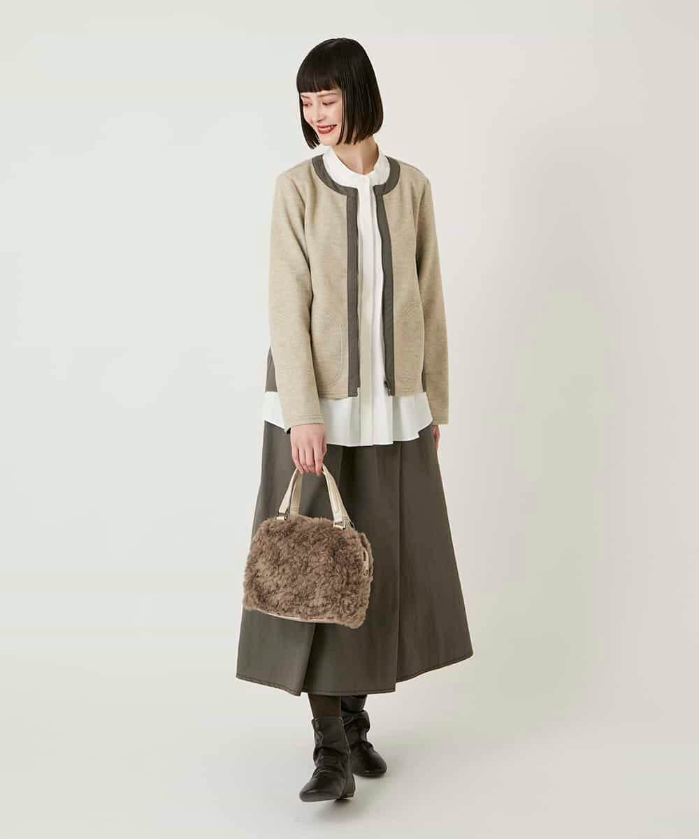 RBHAD28260 HIROKO BIS(ヒロコ ビス) ステッチデザインフレアスカート /洗える ベージュ