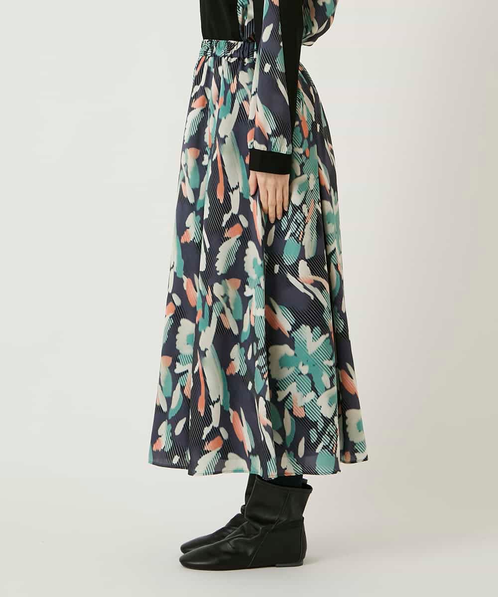 RBHAE37290 HIROKO BIS(ヒロコ ビス) デジタルフラワープリントスカート グリーン