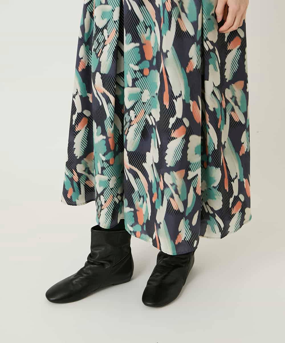 RBHAE37290 HIROKO BIS(ヒロコ ビス) デジタルフラワープリントスカート グリーン