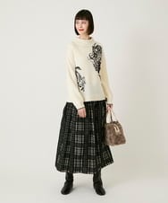 RBHAE52330 HIROKO BIS(ヒロコ ビス) チェックジャカードシャーリングスカート ブラック