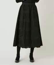 RBHAF50390 HIROKO BIS(ヒロコ ビス) 【先行予約】モチーフレースデザインスカート ブラック