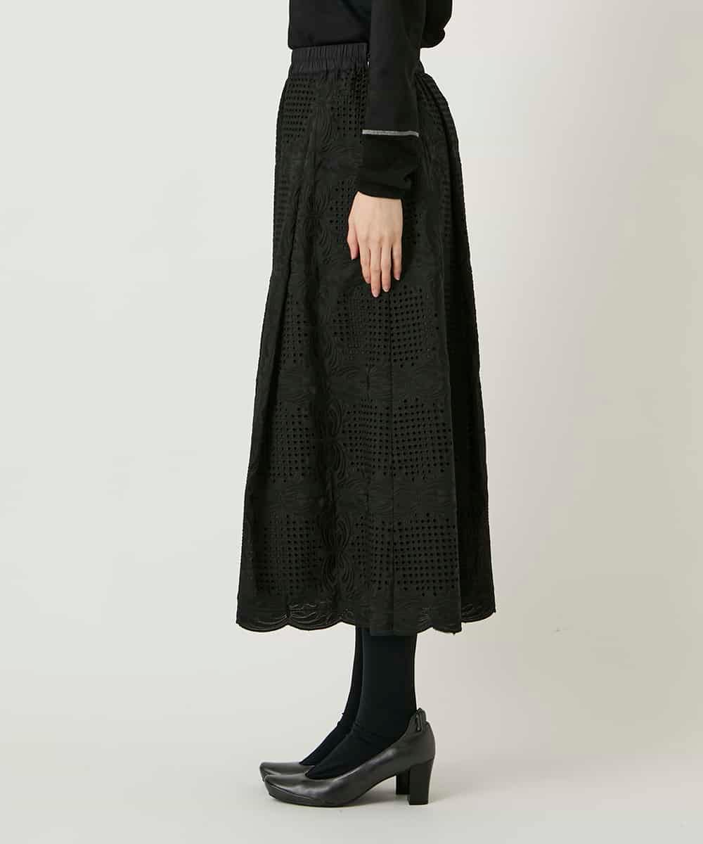 RBHAF50390 HIROKO BIS(ヒロコ ビス) 【先行予約】モチーフレースデザインスカート ブラック
