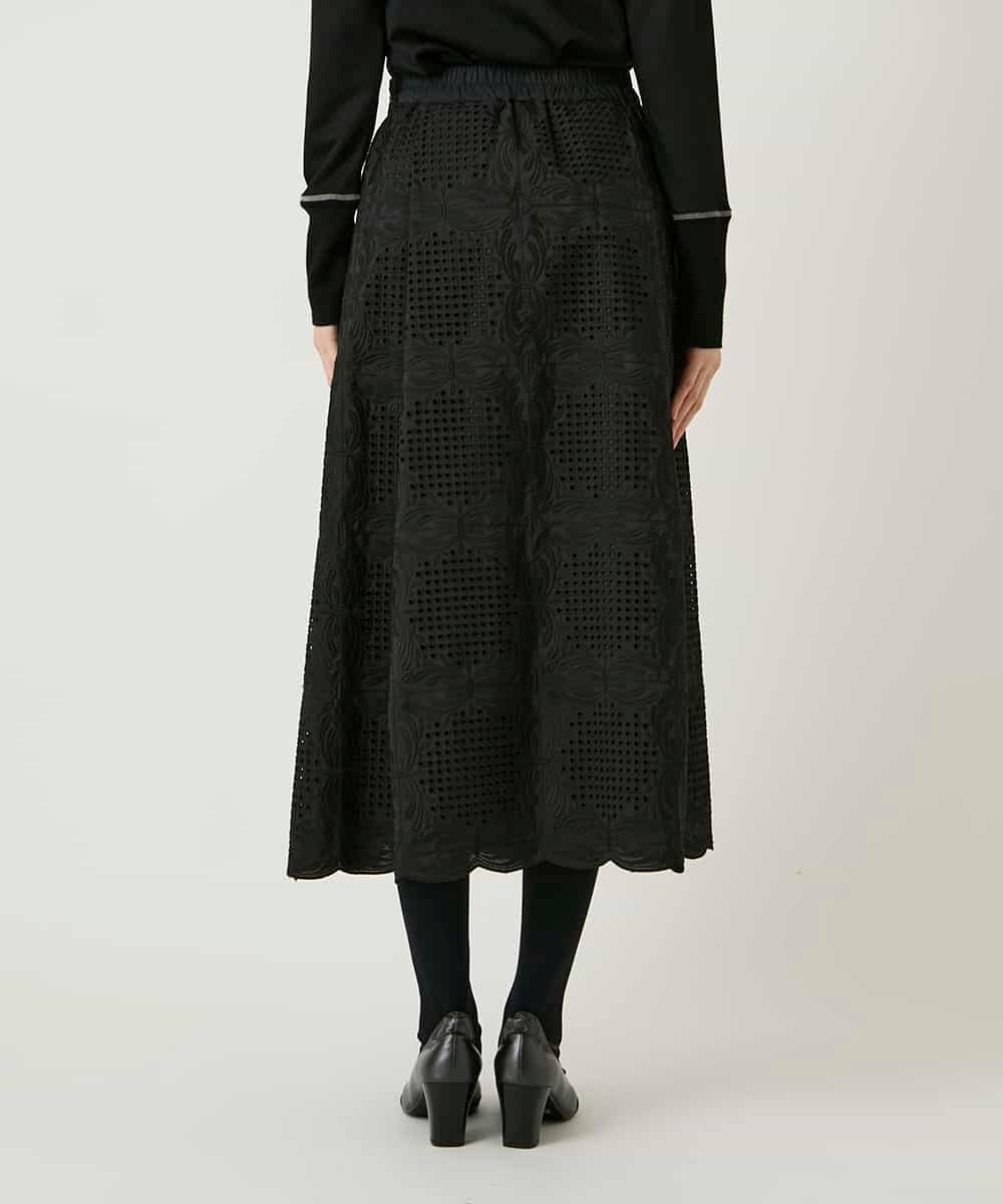 RBHAF50390 HIROKO BIS(ヒロコ ビス) 【先行予約】モチーフレースデザインスカート ブラック