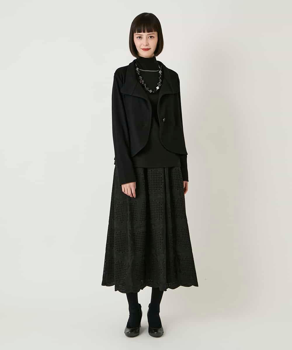 RBHAF50390 HIROKO BIS(ヒロコ ビス) 【先行予約】モチーフレースデザインスカート ブラック