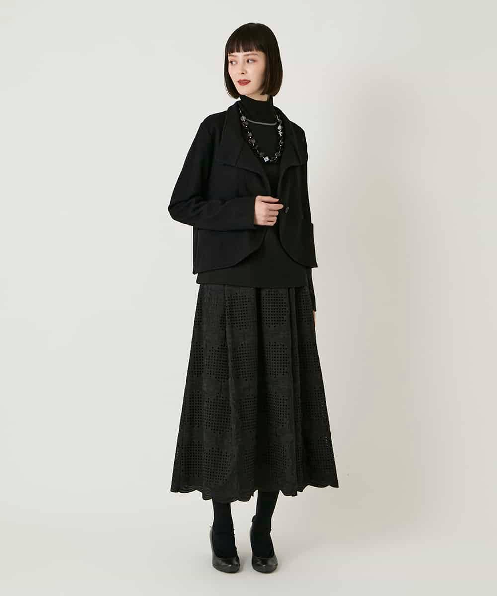 RBHAF50390 HIROKO BIS(ヒロコ ビス) 【先行予約】モチーフレースデザインスカート ブラック