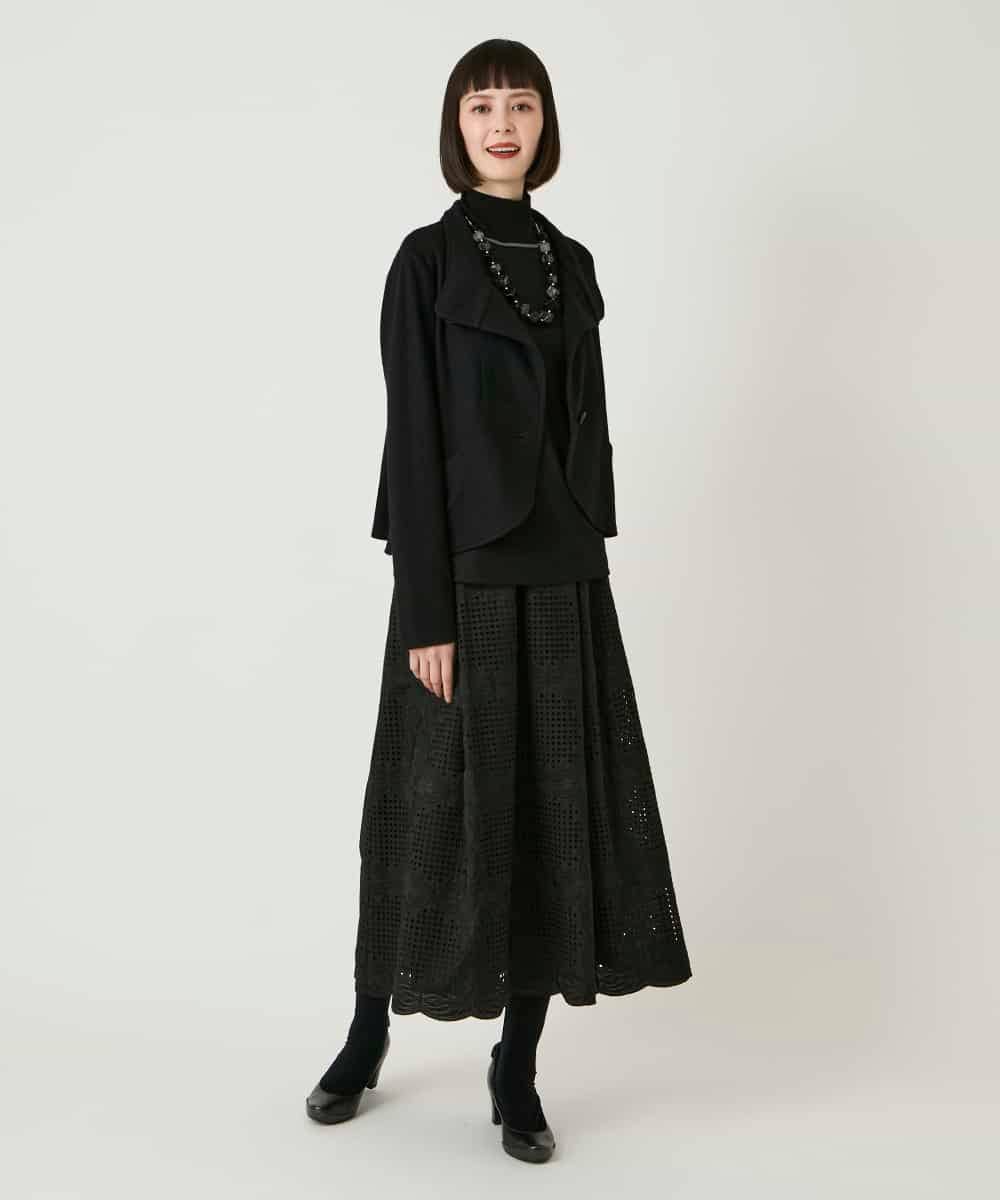 RBHAF50390 HIROKO BIS(ヒロコ ビス) 【先行予約】モチーフレースデザインスカート ブラック