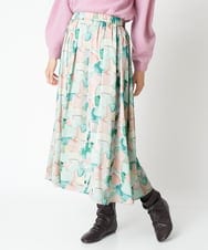 RBHAT10290 HIROKO BIS(ヒロコ ビス) 【洗濯機で洗える】ペイントアートフレアスカート グリーン