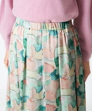 RBHAT10290 HIROKO BIS(ヒロコ ビス) 【洗濯機で洗える】ペイントアートフレアスカート グリーン