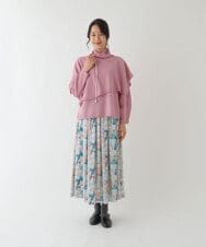 RBHAT10290 HIROKO BIS(ヒロコ ビス) 【洗濯機で洗える】ペイントアートフレアスカート グリーン