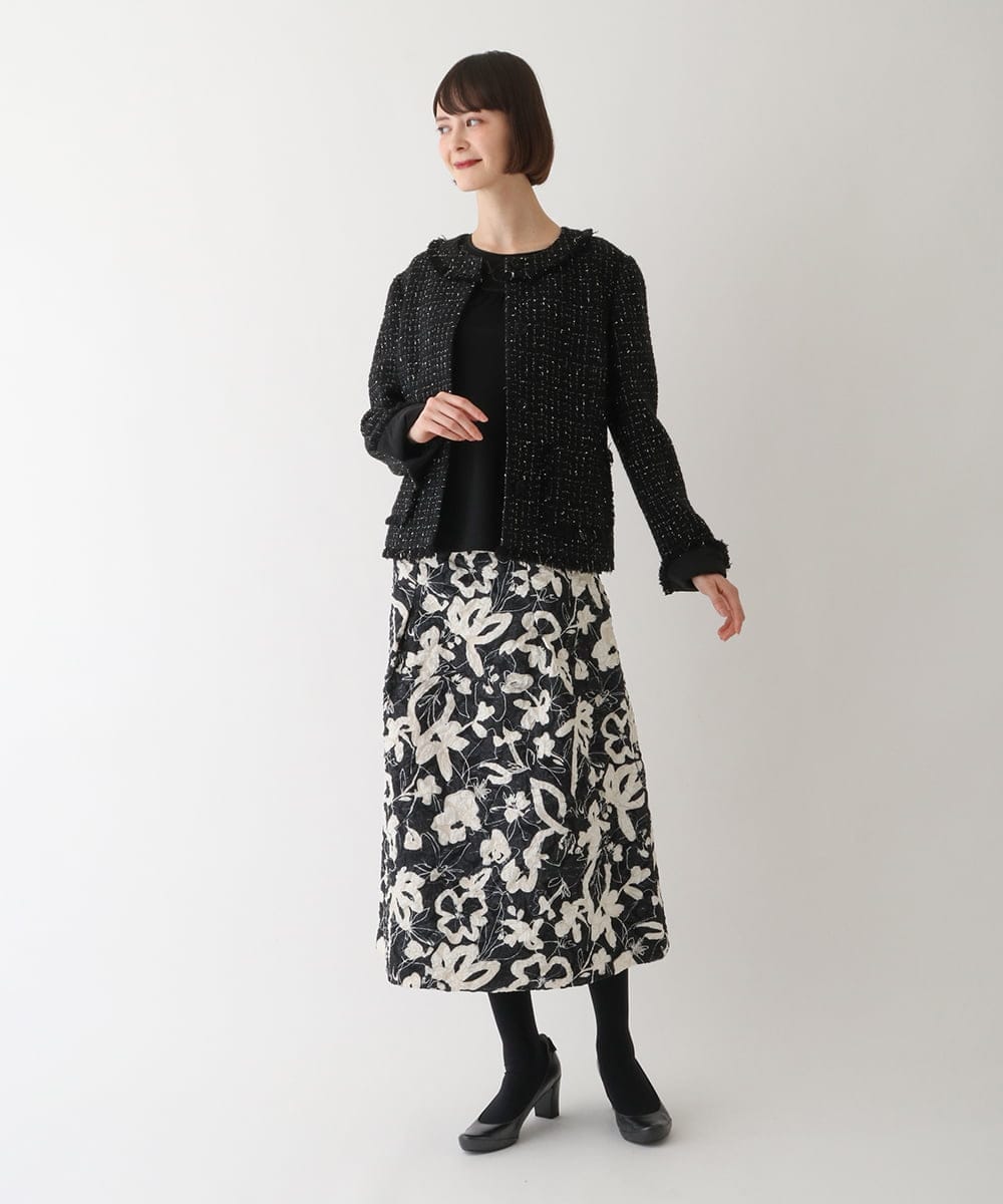 RBHAV45330 HIROKO BIS(ヒロコ ビス) 【洗える】フクレジャカードフラワープリントスカート ベージュ