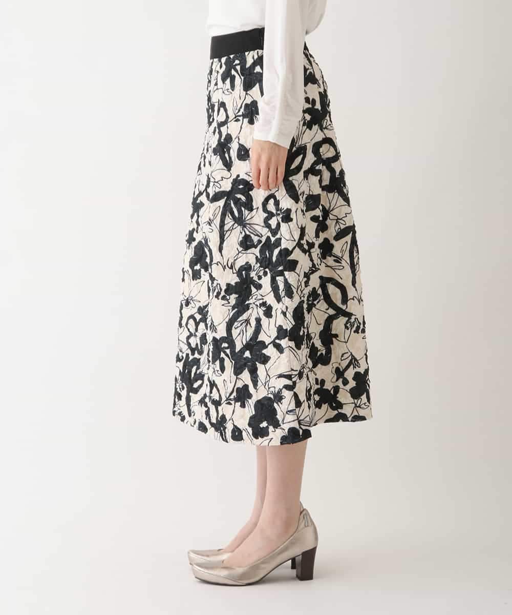 RBHAV45330 HIROKO BIS(ヒロコ ビス) 【洗える】フクレジャカードフラワープリントスカート ベージュ