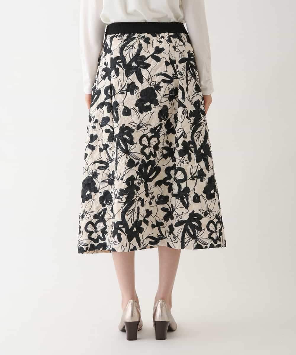 RBHAV45330 HIROKO BIS(ヒロコ ビス) 【洗える】フクレジャカードフラワープリントスカート ベージュ