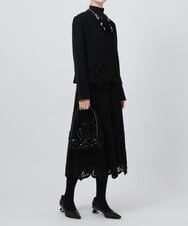 RBHAX16330 HIROKO BIS(ヒロコ ビス) 【洗える】ベロア刺繍レースフレアスカート ブラック