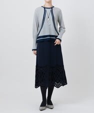 RBHAX16330 HIROKO BIS(ヒロコ ビス) 【洗える】ベロア刺繍レースフレアスカート ブラック