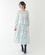 RBHCS02290 HIROKO BIS(ヒロコ ビス) 【洗濯機で洗える】フラワープリントフレアスカート ライトブルー