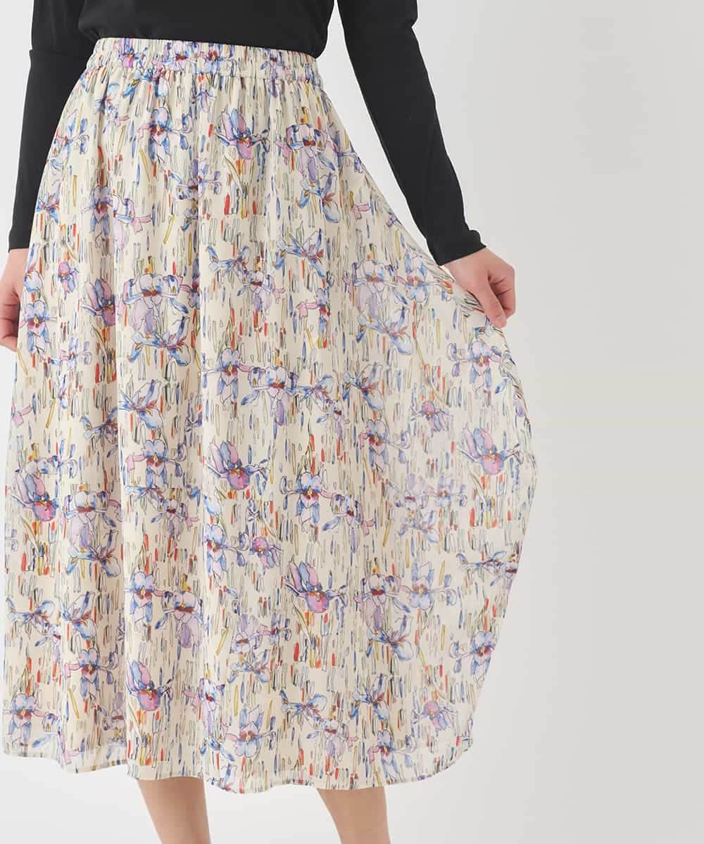 RBHDD08290 HIROKO BIS(ヒロコ ビス) アイリスフラワープリントシアースカート アイボリー
