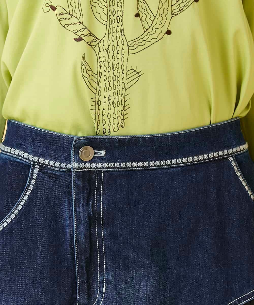 RBHED11270 HIROKO BIS(ヒロコ ビス) 異素材ジョイントリメイク風デニムスカート ネイビー