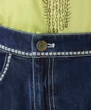 RBHED11270 HIROKO BIS(ヒロコ ビス) 異素材ジョイントリメイク風デニムスカート ネイビー