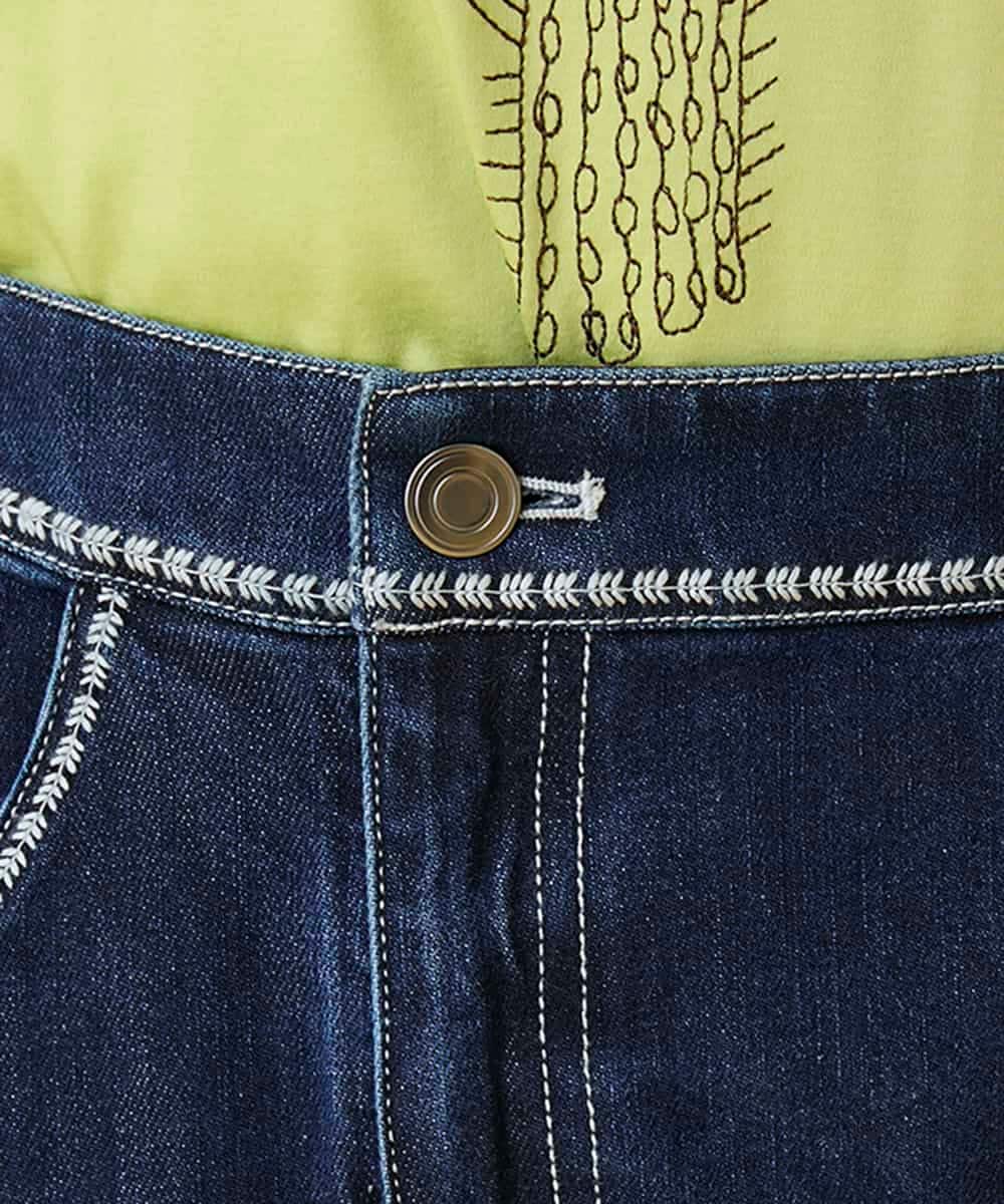 RBHED11270 HIROKO BIS(ヒロコ ビス) 異素材ジョイントリメイク風デニムスカート ネイビー