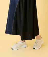 RBHED11270 HIROKO BIS(ヒロコ ビス) 異素材ジョイントリメイク風デニムスカート ネイビー