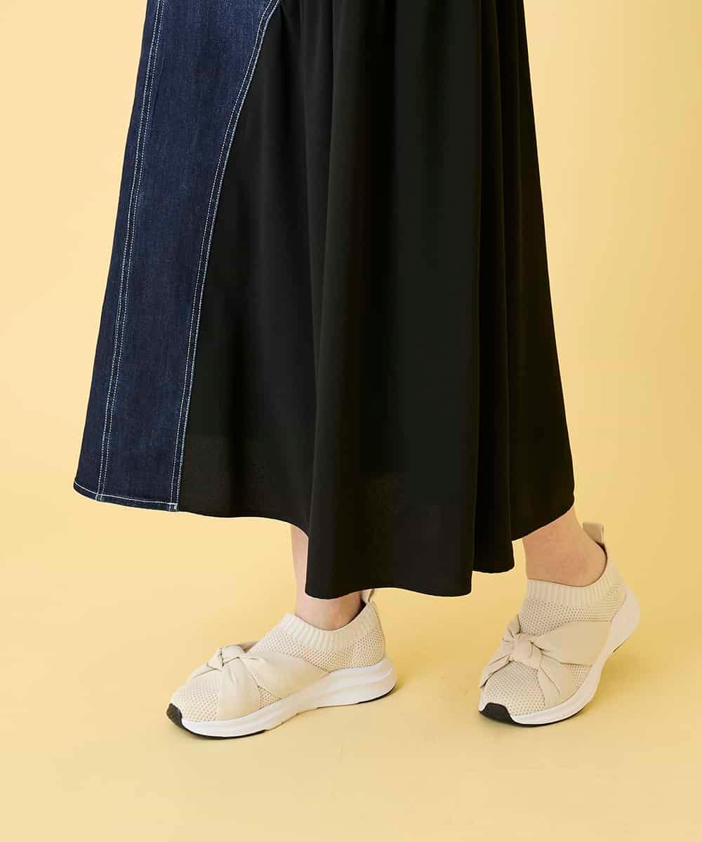 RBHED11270 HIROKO BIS(ヒロコ ビス) 異素材ジョイントリメイク風デニムスカート ネイビー