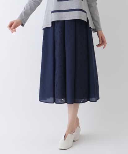 RBHES20330 HIROKO BIS 【洗える】ロゴレースジョイントギャザースカート