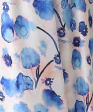RBHEV16330 HIROKO BIS(ヒロコ ビス) フラワープリントシルクフレアスカート /洗える ブルー