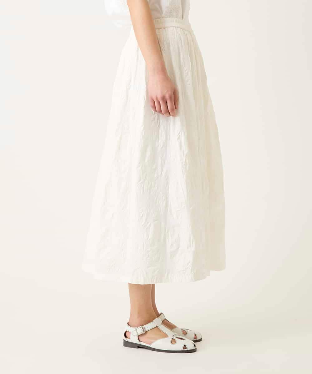 RBHFD26290 HIROKO BIS(ヒロコ ビス) ボタニカルモチーフロング丈スカート ホワイト