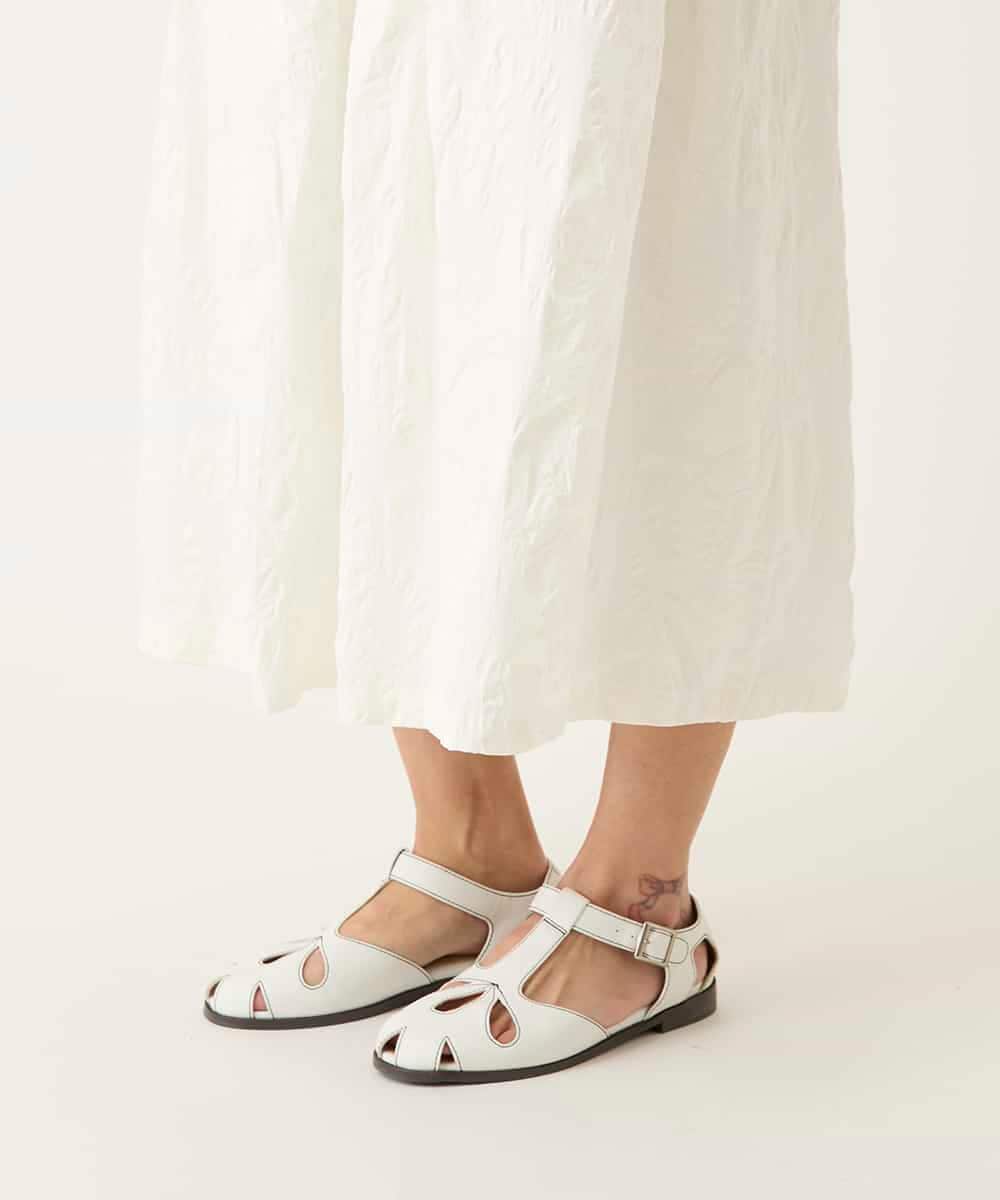 RBHFD26290 HIROKO BIS(ヒロコ ビス) ボタニカルモチーフロング丈スカート ホワイト